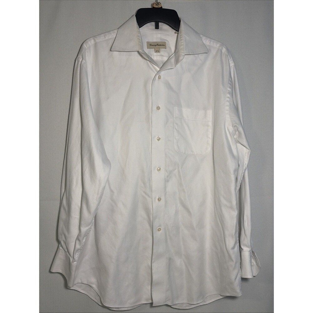 Tommy Bahama Men's Sz 15 1/2 Long Sleeve Button Shirt White Textured Weave